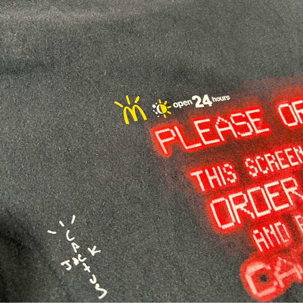 Cactus Jack Shirt Mens Large Black Travis Scott Mcdonalds Please Order Here Rare - Picture 3 of 8